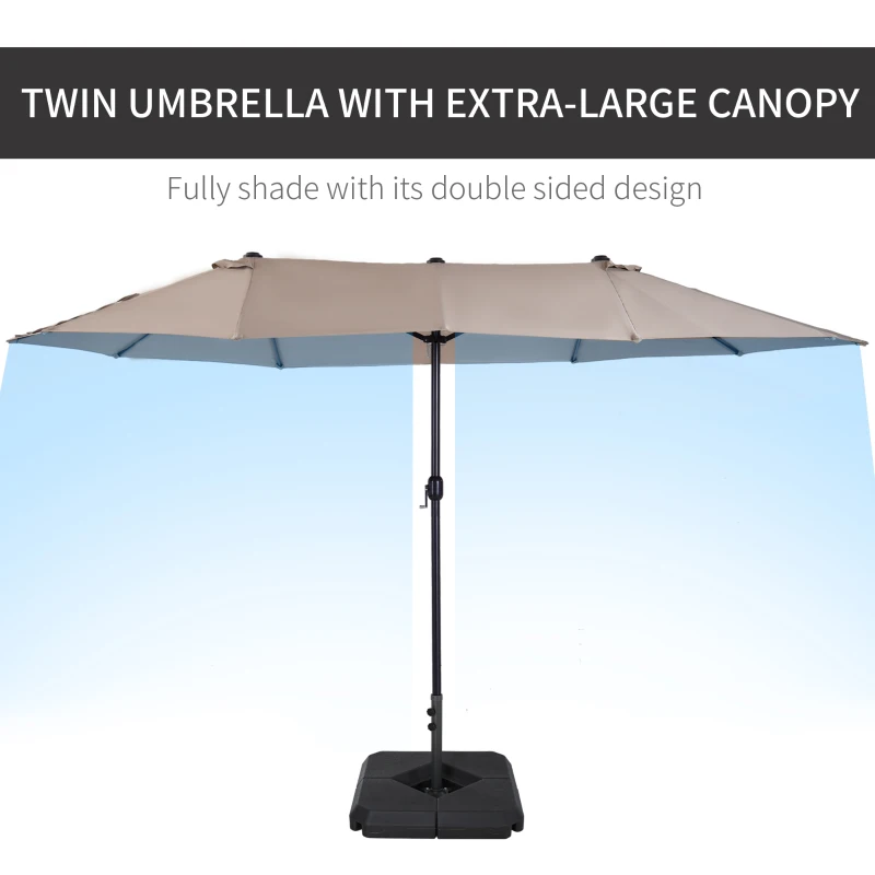 Best 4.6m Garden Parasol Double-Sided Sun Umbrella Patio Market Shelter Canopy Shade with Weight Base, Tan - Image 4