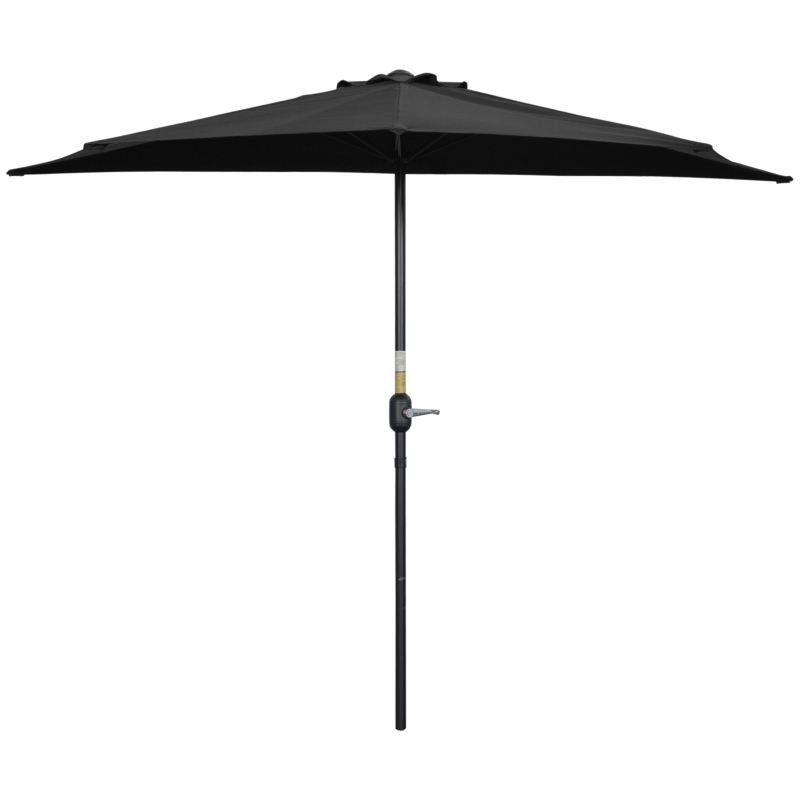 Best 2.7m Garden Half Parasol, Outdoor Balcony Umbrella with 5 Steel Ribs, Patio Sun Shade, Black - Image 11