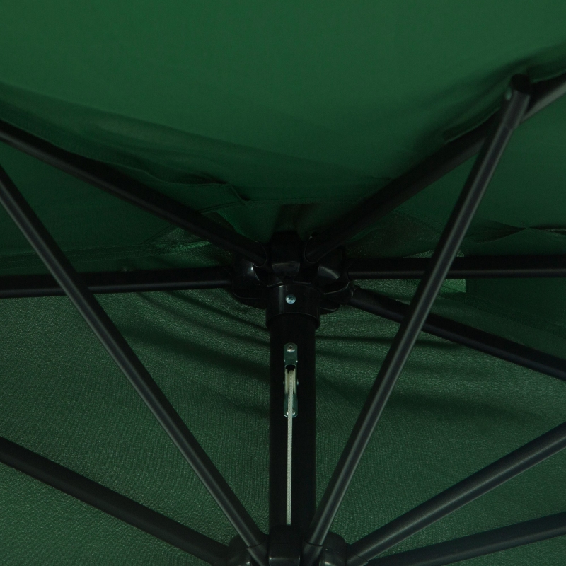 Best 3(m) Half Parasol, Semi Round Umbrella with Metal Frame, Crank Handle for Balcony, Garden, Green - Image 9