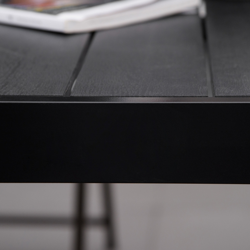 Best Aluminium Outdoor Garden Dining Table for 8 People, Faux Wood Top, for Garden, Patio, 190 x 90 x 74cm, Black - Image 9