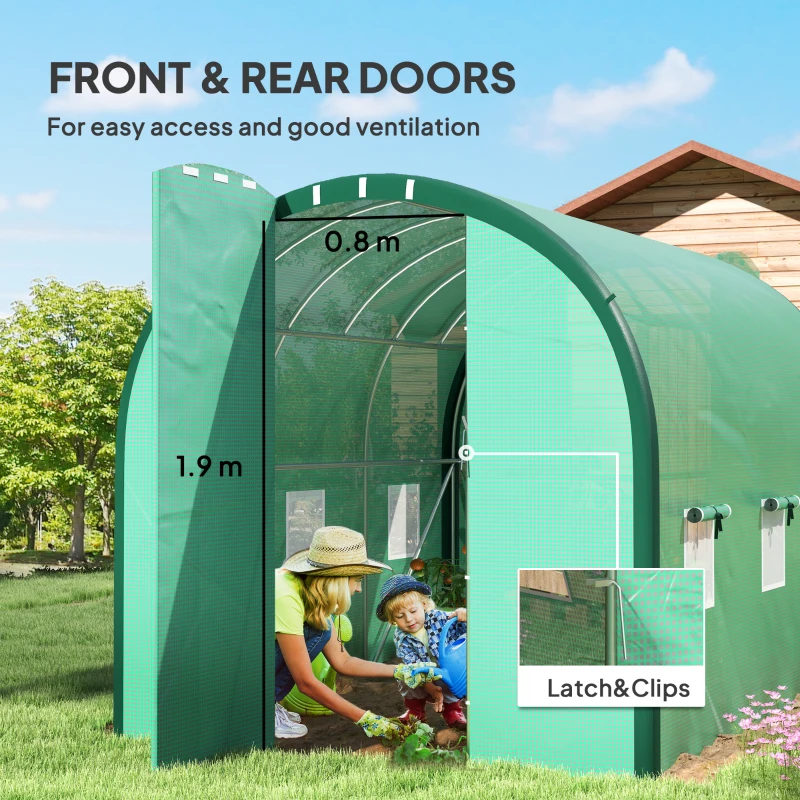 Best 3 x 2(m) Polytunnel Greenhouse, with Windows and Doors - Green - Image 6