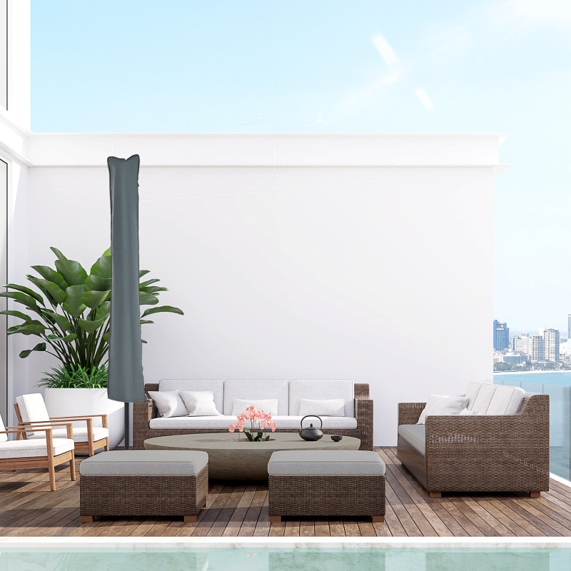 Best Parasol Cover, Cantilever Umbrella Cover, Banana Umbrella Cover with Zipper for Outdoor Garden, Patio, Grey - Image 11