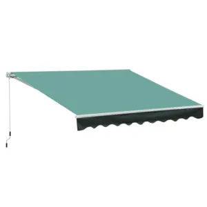 Best 3x2.5 m Sun Shade Canopy Garden Patio Manual Retractable Awning Canopy-Dark Green