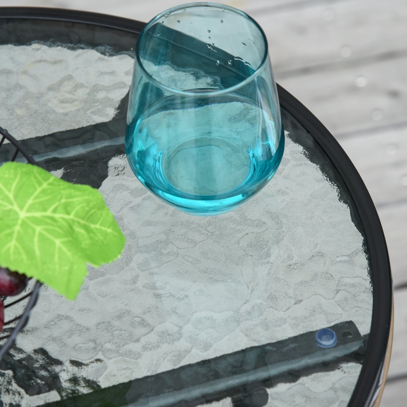 Best Foldable Garden Table, Round Folding Table with Glass Tabletop and Safety Buckle for Patio, Garden, Outdoor, Indoor, Black - Image 9