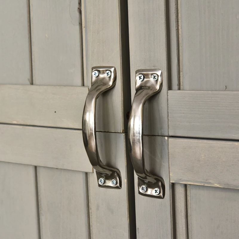 Best Wooden Garden Shed with Two Windows, Tool Storage Cabinet, Outdoor Double Door Organizer 127.5L x 50W x 164H cm, Grey - Image 8