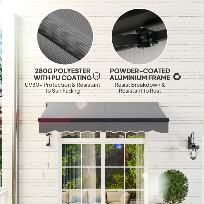 Best 2.5 x 2m Electric Awning with Remote Controller, Aluminium Frame DIY Retractable Awning, UV30+ Sun Shade Canopy for Garden Patio Deck Door Window, Dark Grey - Image 5