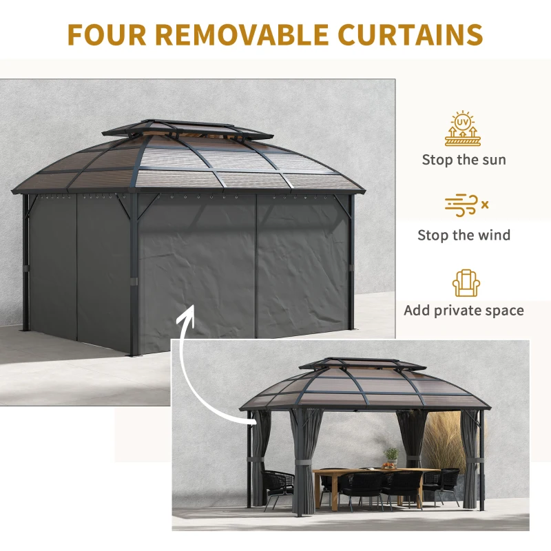 Best 4 x 3m Aluminium Frame Hard Gazebo, with Accessories - Brown - Image 6
