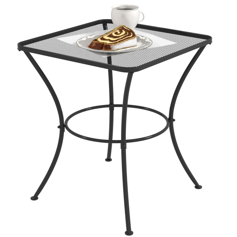 Best 60cm Square Garden Table, Outdoor Metal Bistro Side Desk with Mesh Top, Black - Image 11