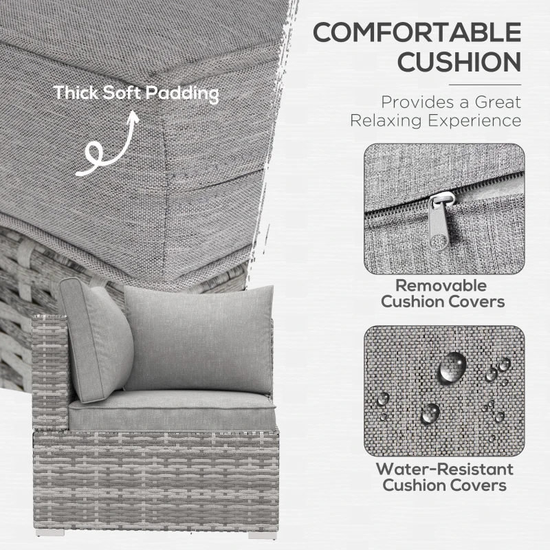 Best Outdoor PE Rattan Corner Sofa, Garden Wicker Furniture Single Sofa Chair w/ Cushions, Light Grey - Image 5