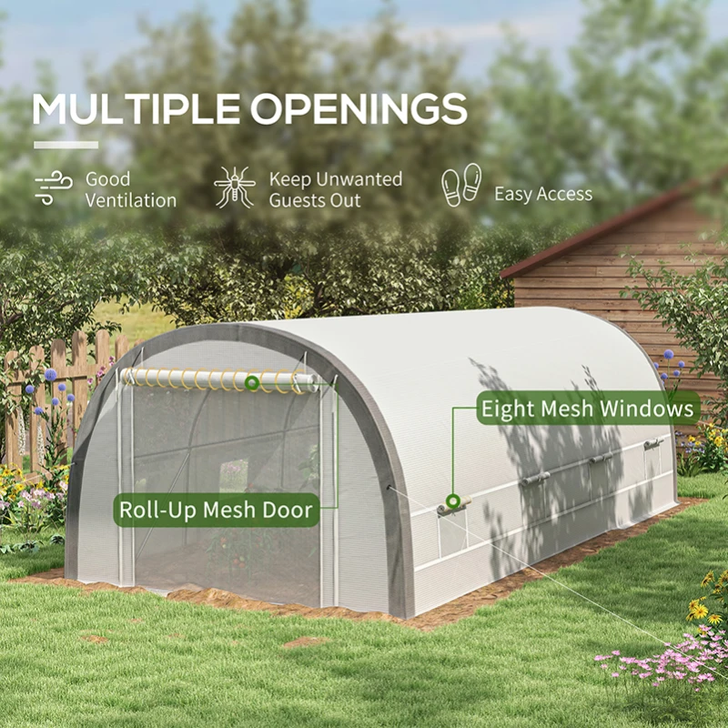 Best 6 x 3(m) Polytunnel Greenhouse with Upgraded Structure, Mesh Door and Windows, 15 Plant Labels, White - Image 5