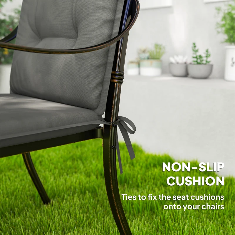 Best Set of Four Padded Garden Seat Cushions - Light Grey - Image 6