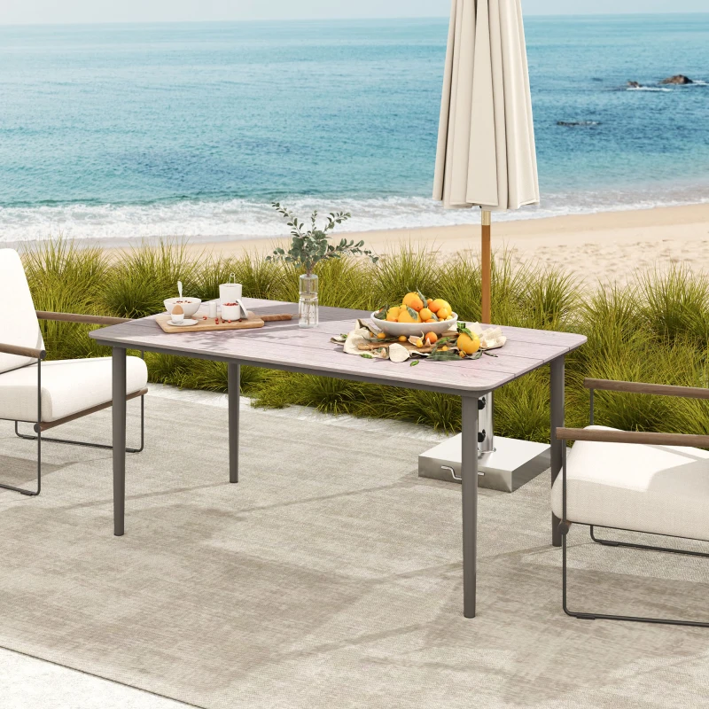 Best Garden Table, Outdoor Dining Table for 6 People, 160 x 90 x 74 cm, with Rust Resistant Metal Frame, WPC Top, for Balcony, Terrace, Light Grey - Image 8