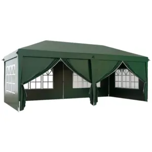 Best 3 x 6m Pop-Up Gazebo, with Curtain Walls and Windows - Dark Green