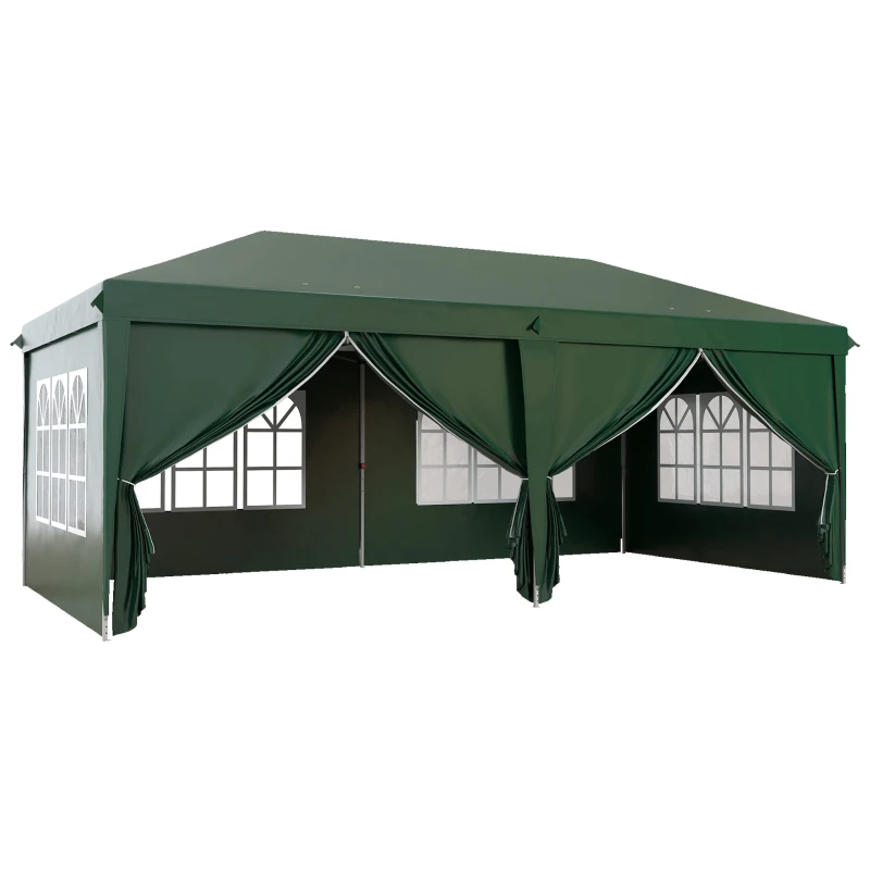 Best 3 x 6m Pop-Up Gazebo, with Curtain Walls and Windows - Dark Green