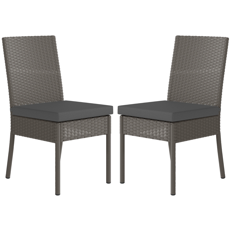 Best Set of Two Armless Rattan Garden Chairs - Dark Grey - Image 11