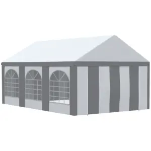 Best 6 x 4m Galvanised Party Tent, Marquee Gazebo with Sides, Six Windows and Double Doors, for Parties, Wedding and Events