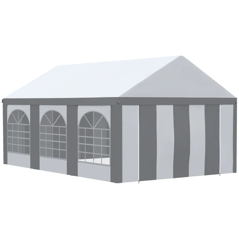 Best 6 x 4m Galvanised Party Tent, Marquee Gazebo with Sides, Six Windows and Double Doors, for Parties, Wedding and Events
