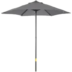 Best 2m Garden Parasol Umbrella, Outdoor Sun Shade with 6 Sturdy Ribs for Balcony, Bench, Garden, Dark Grey