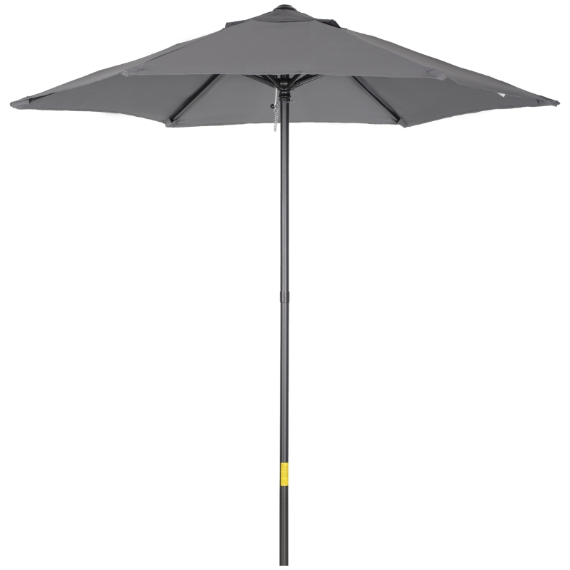Best 2m Garden Parasol Umbrella, Outdoor Sun Shade with 6 Sturdy Ribs for Balcony, Bench, Garden, Dark Grey
