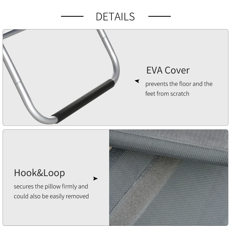 Best Sun Lounger Reclining Chair Portable Armchair with Pillow for Garden Patio Outside Aluminium Frame, Dark Grey - Image 5