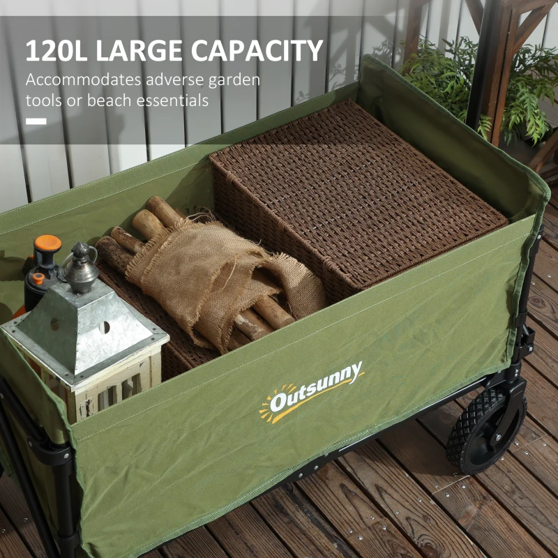 Best 120L Festival Trolley on Wheels, Folding & Compact Camping Trolley Cart with Adjustable Handle for Garden, Beach, Fishing, Green - Image 4