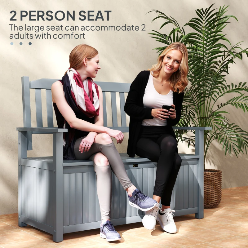 Best Two-Seater Wooden Storage Bench - Grey - Image 4