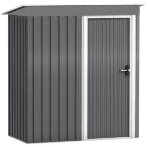 Best 5 x 3ft Garden Storage Shed with Sliding Door and Sloped Roof Outdoor Equipment Tool, Light Grey