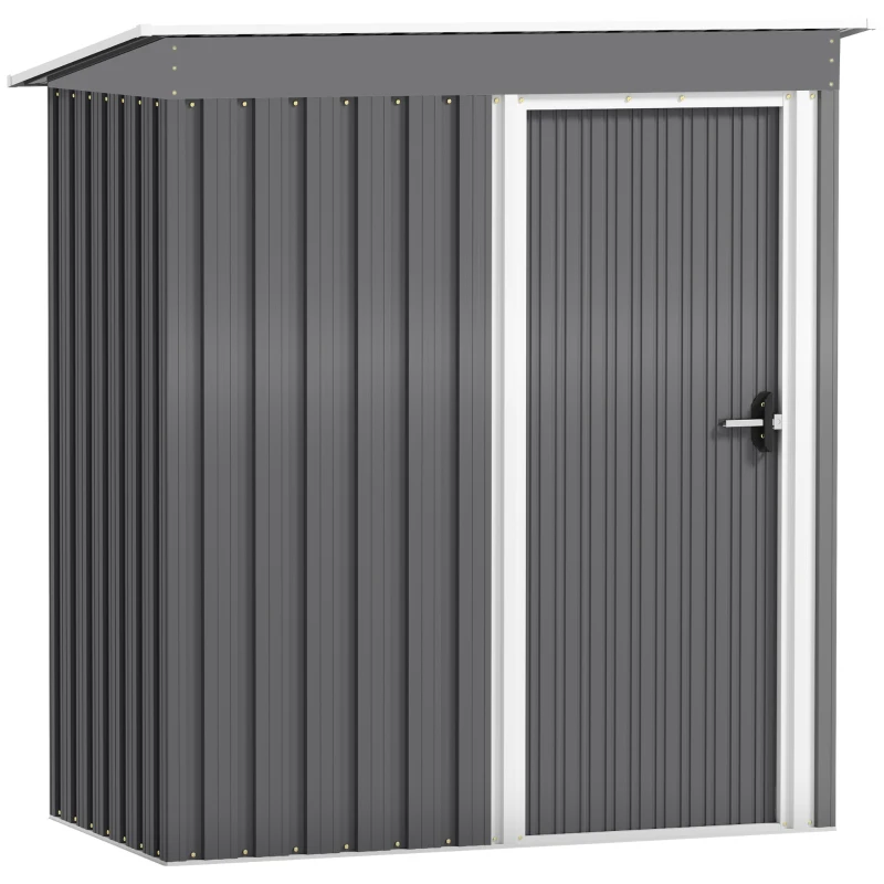Best 5 x 3ft Garden Storage Shed with Sliding Door and Sloped Roof Outdoor Equipment Tool, Light Grey
