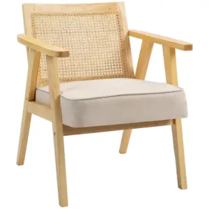 Best Wooden Rattan Weave Panel Accent Chair - Natural Finish