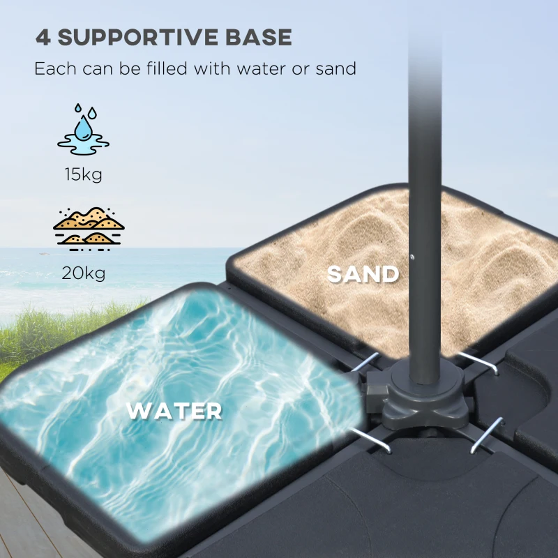 Best 3m Overhanging Parasol, with Base, Weights and Cover - Blue - Image 8