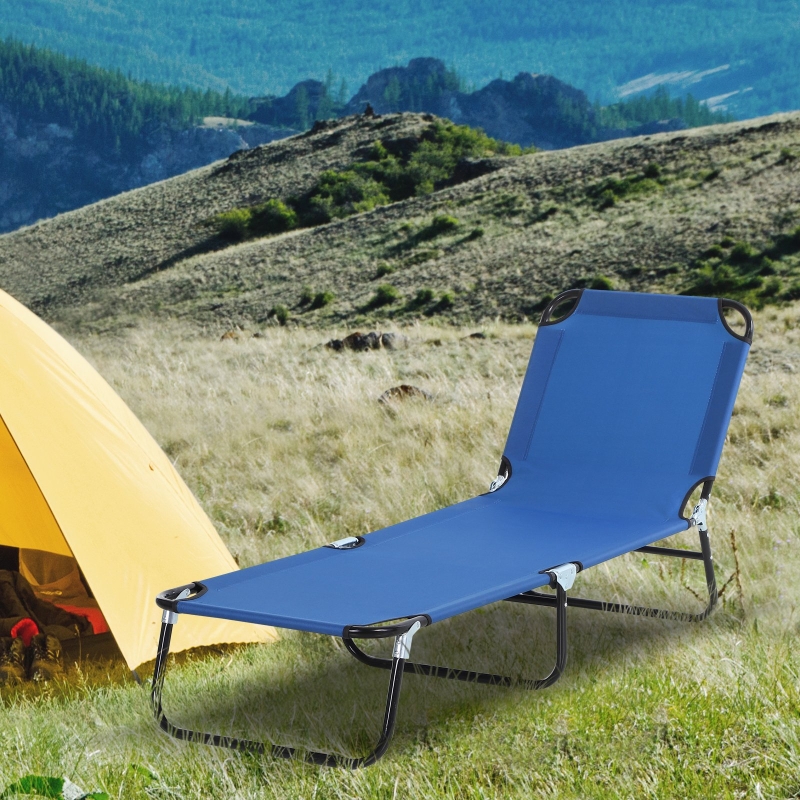 Best Foldable Sun Lounger with 5-Position Adjustable Backrest, Outdoor Portable Recliner Chaise Lounge Chair with Breathable Mesh Fabric, Blue - Image 10