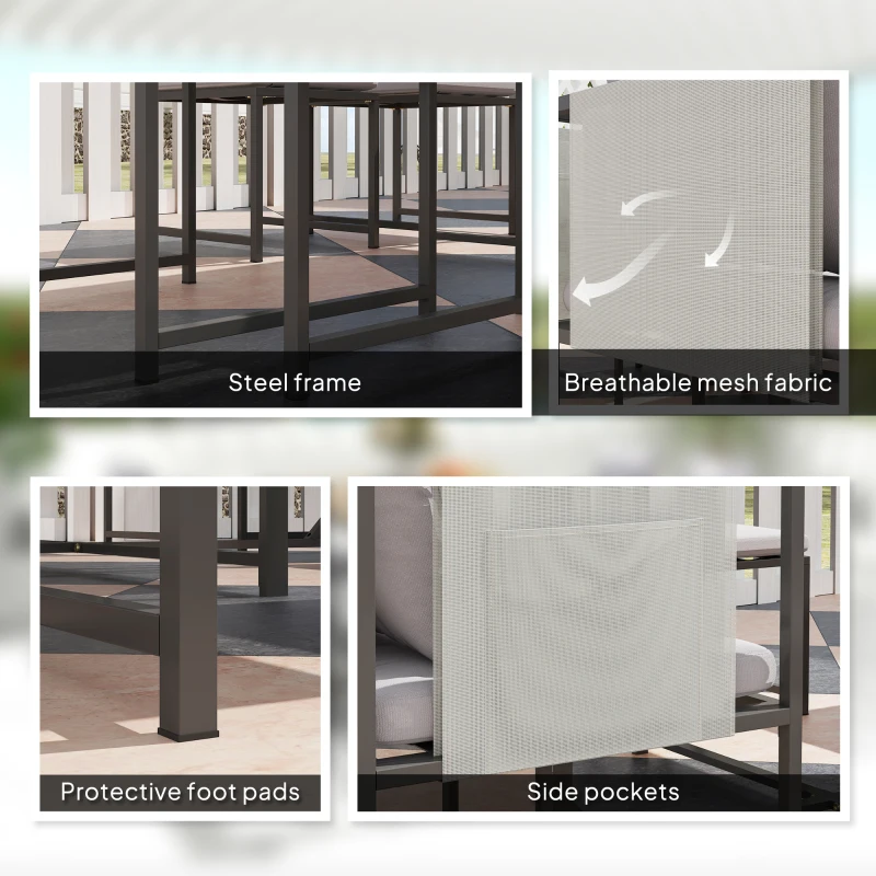 Best Nine-Piece Steel Frame Garden Dining Set - Grey - Image 7