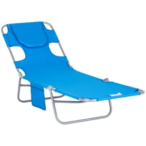 Best Foldable Sun Lounger with Reading Hole - Blue