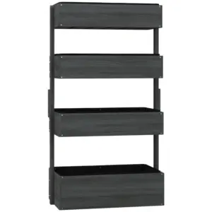 Best Four-Tier Basket Wooden Plant Stand - Grey