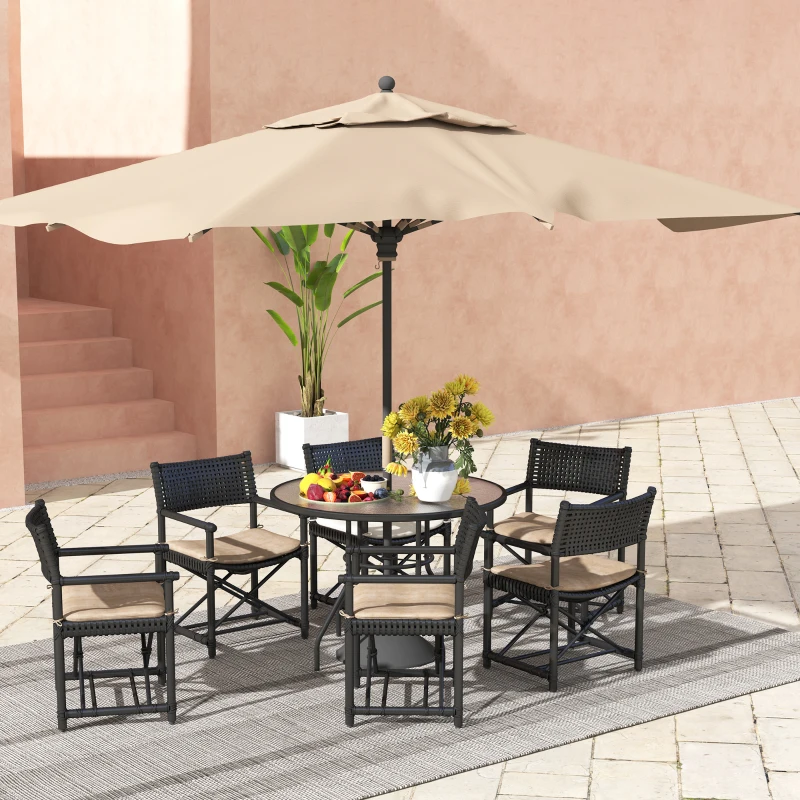 Best Glass-Top Garden Table, with Parasol Hole - Black - Image 7