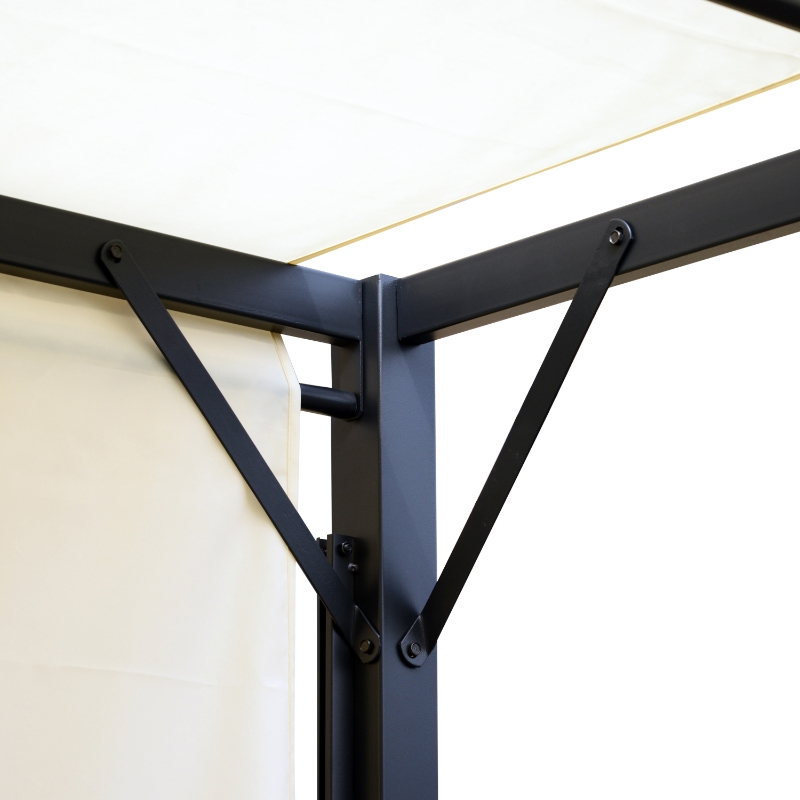 Best Metal Pergola With Canopy Retractable Pergola Canopy 3Lx3Wx2.3H m Garden Gazebo Party Tent Sun Shelter Cover - Cream White/Black - Image 11