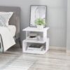 Best Side Table Square Coffee Table Modern End Table with 2 Tier Storage Shelves for Living Room, Bedroom, White - Image 10