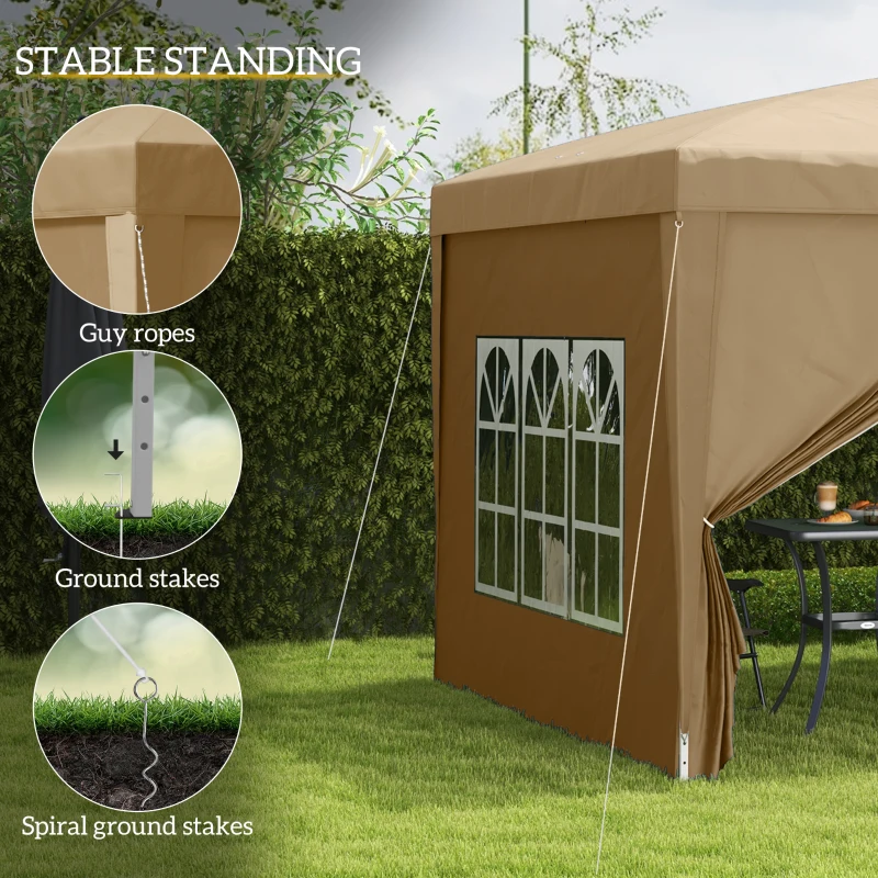 Best 3 x 3(m) Pop Up Gazebo - Khaki - Image 6