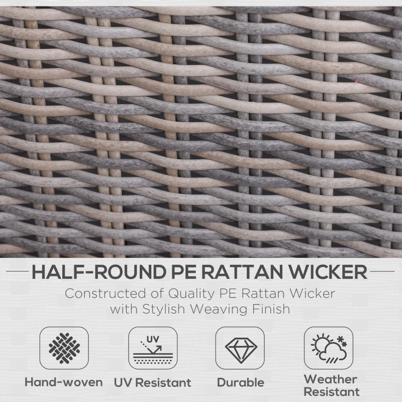 Best 5 Piece Rattan Garden Furniture Set w/ 10cm Thick Cushions, Aluminium Frame Wicker Outdoor Balcony Sofa Set with Corner Armchairs, Ottomans, and Glass Top Table, Mixed Brown - Image 4