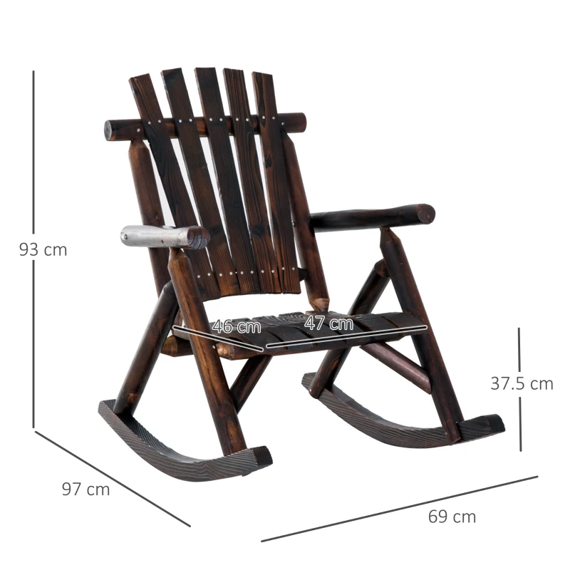 Best Outdoor Fir Wood Rustic Patio Adirondack Rocking Chair Traditional Rustic Style & Pure Comfort - Image 3