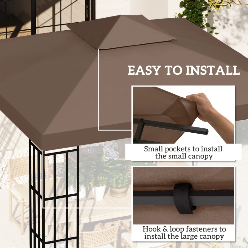 Best 3x3 m Double-Tier Canopy Top Replacement-Coffee - Image 5