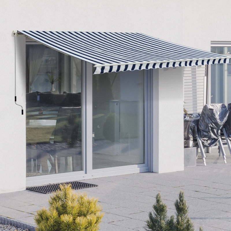 Best Manual Retractable Awning, 3x2.5 m-Blue/White Stripes - Image 10