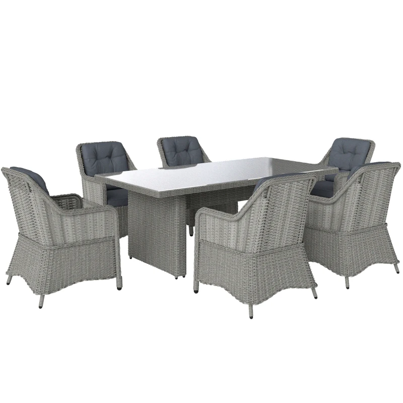 Best Seven-Piece Rattan Dining Set - Mixed Grey