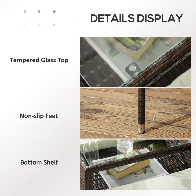 Best Two-Seat Rattan Chair, with Middle Table - Brown - Image 6