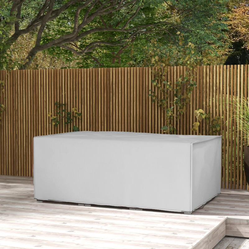 Best Outdoor Garden Furniture Cover Waterproof, Anti-UV 600D Heavy Duty Oxford Fabric Patio Furniture Cover for Rectangular Sofa Table Set, Grey, 210 x 140 x 80 cm - Image 2