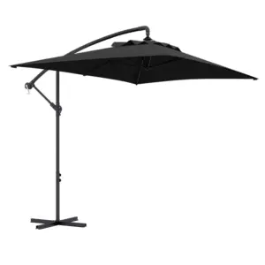 Best 3m Cantilever Overhanging Parasol, with Cross Base - Black