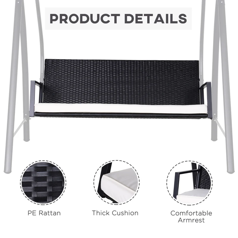 Best Rattan Garden Swing Chair 3-Seater Black - Image 7