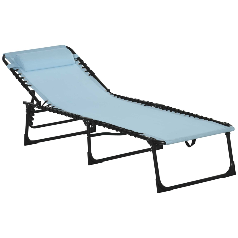 Best Folding Sun Lounger Beach Chaise Chair Garden Cot Camping Recliner with 4 Position Adjustable, Baby Blue - Image 11