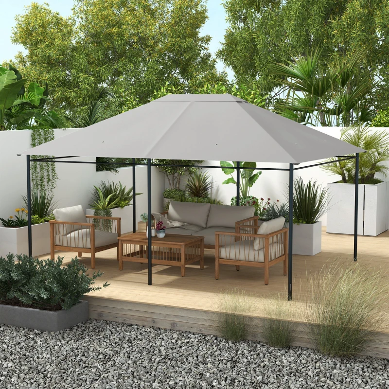 Best 3 x 4m Gazebo Canopy Replacement Cover, Gazebo Roof Replacement (TOP COVER ONLY), Light Grey - Image 2