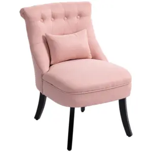 Best Fabric Single Sofa Dining Chair Tub Chair Upholstered W/ Pillow Solid Wood Leg Home Living Room Furniture Pink
